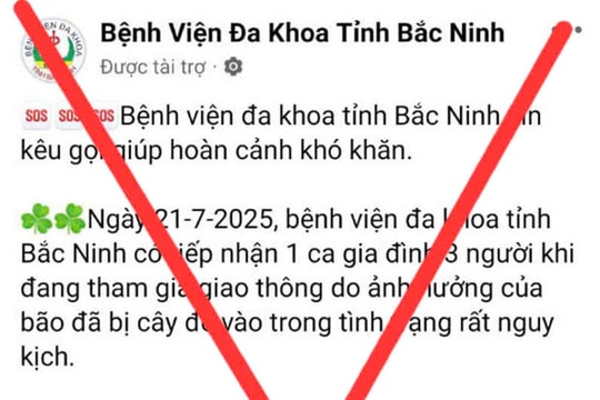 Cảnh báo giả mạo Bệnh viện Đa khoa Bắc Ninh để kêu gọi từ thiện nhằm trục lợi