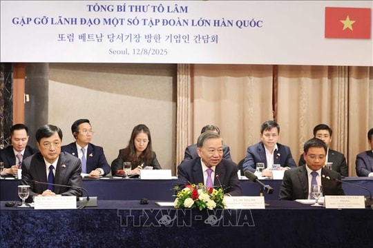 Tổng Bí thư Tô Lâm gặp gỡ lãnh đạo một số tập đoàn lớn của Hàn Quốc