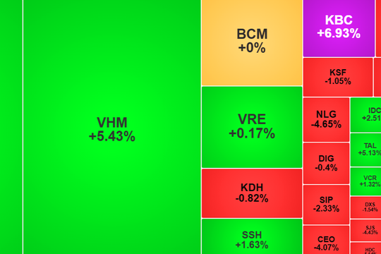 VN-Index rung lắc mạnh, giảm tới gần 40 điểm rồi tăng trở lại