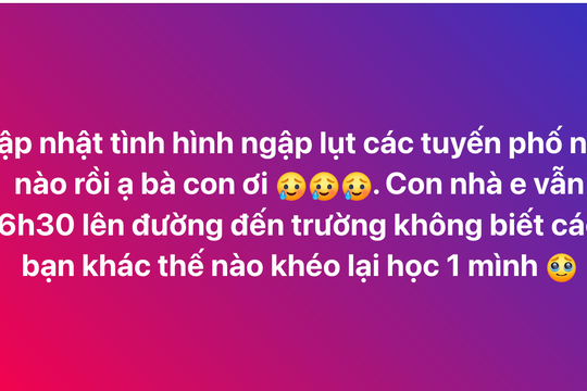 Đường phố biến thành ‘sông’, nhiều trường ở Hà Nội chuyển học trực tuyến