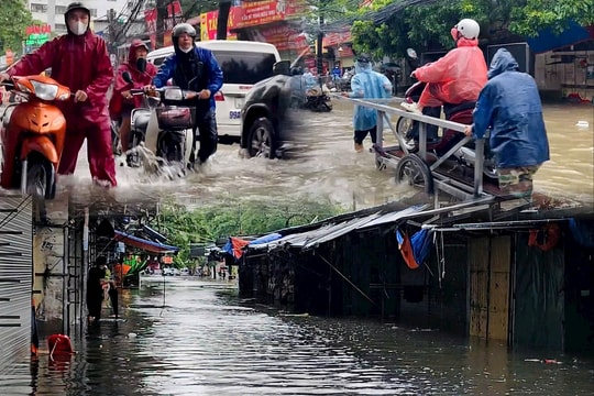 Hà Nội vẫn 'thất thủ', nhiều tuyến phố thành sông