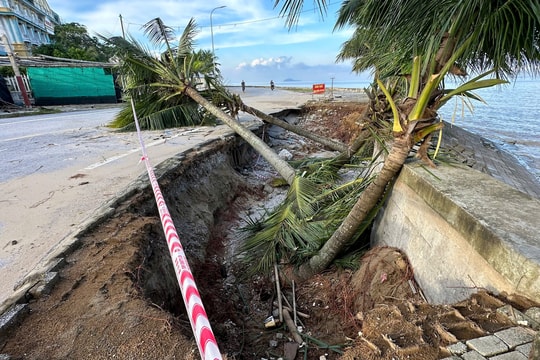 Thanh Hóa: Bờ kè biển Hải Tiến sạt lở nghiêm trọng sau bão số 5