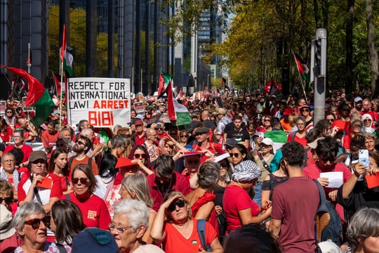 Biển người biểu tình ủng hộ Palestine tại thủ đô của Bỉ