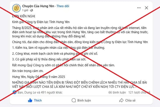 Hiện tượng chia sẻ 'kiến nghị tiền điện' lan rộng: Bóp méo thực tế, lợi dụng lòng tin