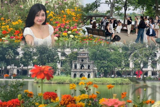 Giới trẻ nô nức check-in sắc hoa Hồ Gươm