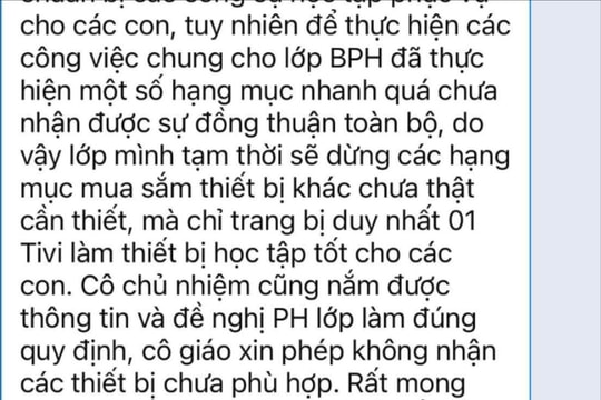 Lùm xùm mua laptop cho cô giáo: Phụ huynh nhận lỗi, hiệu trưởng cảnh báo giải tán ban phụ huynh nếu sai phạm
