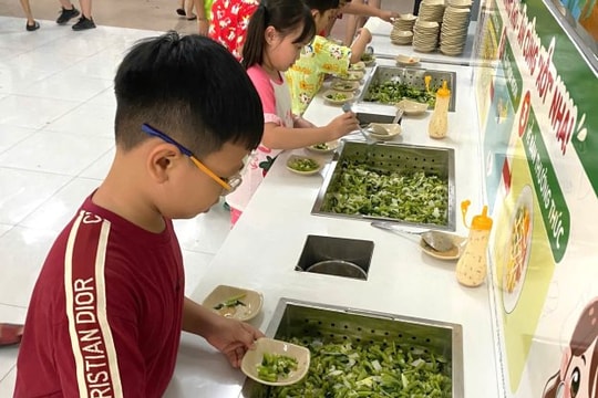 Độc đáo mô hình quầy buffet rau cho học sinh tiểu học của Ajinomoto