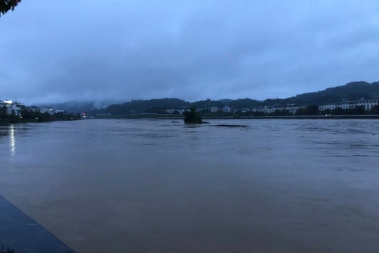 Lào Cai: Lũ sông Hồng dâng cao xấp xỉ báo động cấp 3 nhấn chìm đảo Soi Tiền