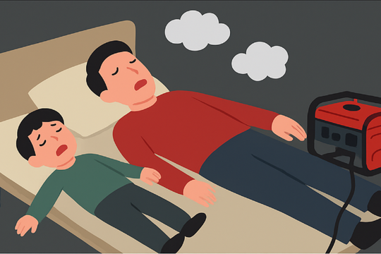 Cảnh báo nguy cơ tử vong do ngạt khí CO khi dùng máy phát điện trong nhà
