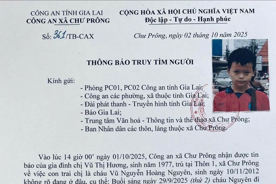 Nam sinh lớp 8 mất tích bí ẩn nhiều ngày ở Gia Lai