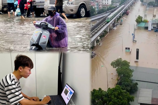 Hà Nội: Người chủ động ở nhà, người mắc kẹt ngoài đường sau trận mưa lớn gây ngập nặng