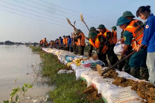 Bắc Ninh: Hơn 700 cán bộ, chiến sĩ hỗ trợ chống tràn đê sông Cầu