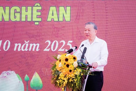 Tổng Bí thư Tô Lâm dự lễ khởi công trường nội trú liên cấp Na Ngoi, tỉnh Nghệ An