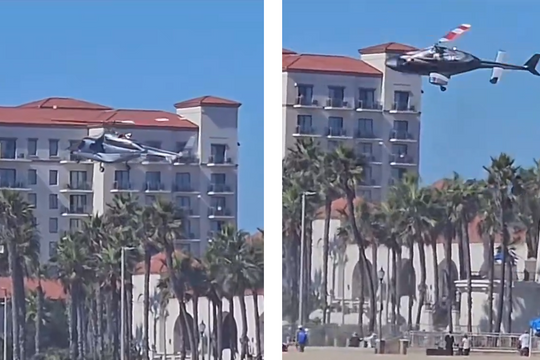 Video trực thăng rơi xuống bãi đậu xe ở Mỹ, 5 người nhập viện