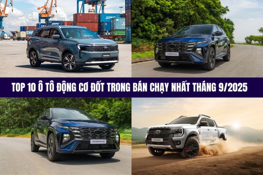 Top 10 ô tô động cơ đốt trong bán chạy nhất tháng 9/2025