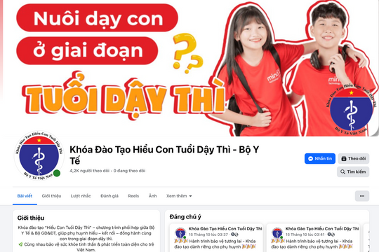 Fanpage "Khóa đào tạo hiểu con tuổi dậy thì - Bộ Y tế" là giả mạo, người dân cần cảnh giác