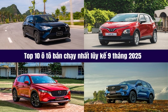 Top 10 ô tô bán chạy nhất Việt Nam lũy kế 9 tháng 2025