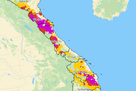 Mưa lớn kéo dài từ Hà Tĩnh đến Quảng Ngãi, nguy cơ lũ quét và sạt lở đất rất cao
