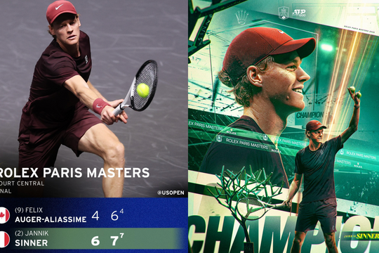 Sinner lần đầu vô địch Paris Masters và vươn lên ngôi số 1 thế giới