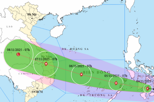 Trong 24 giờ tới, bão Kalmaegi sẽ vào Biển Đông, trở thành cơn bão số 13 của năm 2025