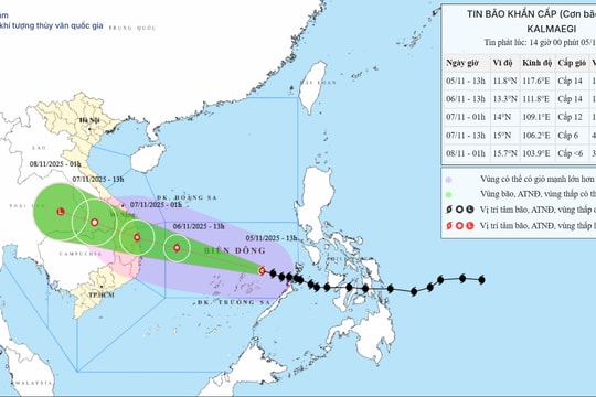 Dự báo thời tiết ngày 6/11: Bão số 13 tiến gần, miền Trung mưa to gió mạnh
