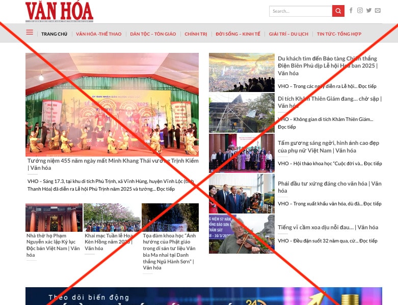 Cảnh báo website giả mạo Báo Văn Hoá điện tử