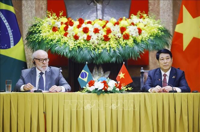 Chủ tịch nước Lương Cường hội đàm với Tổng thống Brazil Lula da Silva