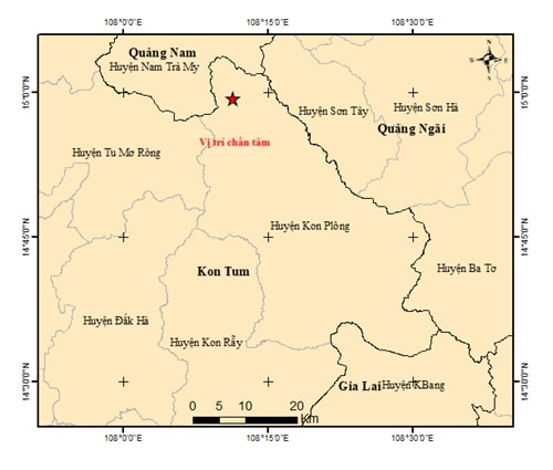 Kon Tum: Bốn trận động đất xảy ra ở huyện KonPlông trong sáng nay