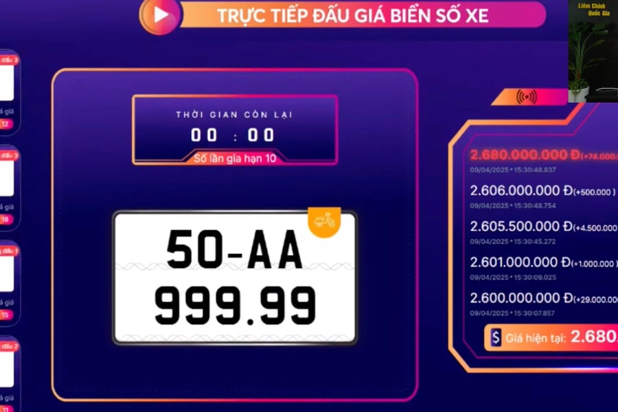 Biển số xe máy "ngũ quý 9" trúng đấu giá bằng 5 chiếc xe ô tô Hyundai i10 2025