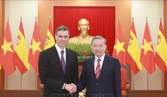 Tổng Bí thư Tô Lâm tiếp Thủ tướng Vương quốc Tây Ban Nha