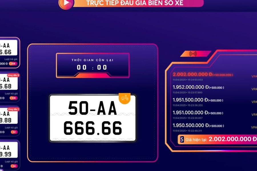 Biển số xe máy ngũ quý 6 của TP.HCM được trả giá hơn 2 tỷ đồng