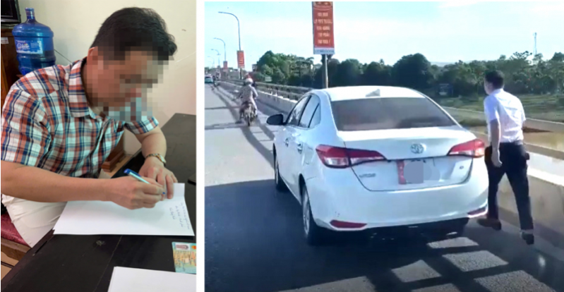 Tài xế dừng xe trên cầu thả đồ xuống sông, bị phạt 13,5 triệu đồng