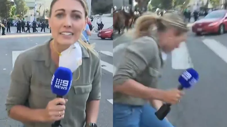 Khoảnh khắc nhà báo Úc trúng đạn trong cuộc biểu tình ở Los Angeles