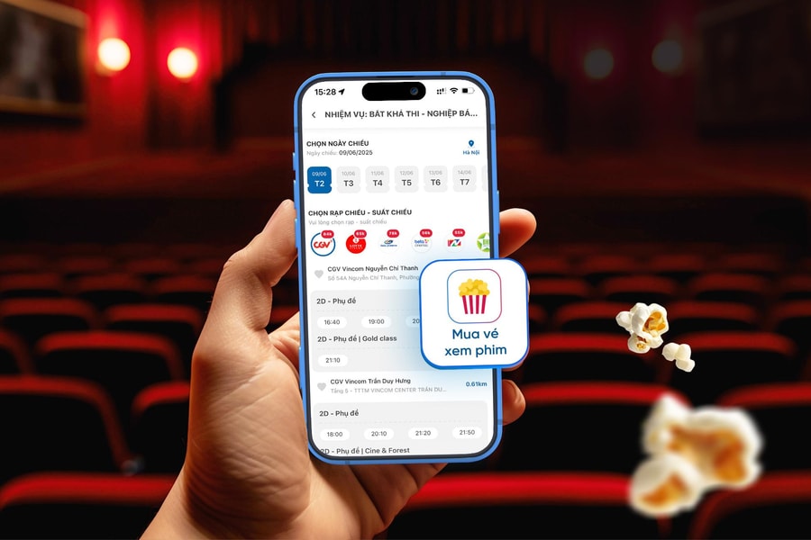 Đặt vé xem phim rạp nào cũng có, giá tốt chỉ từ 56.000 đồng trên app ngân hàng và ứng dụng VNPAY