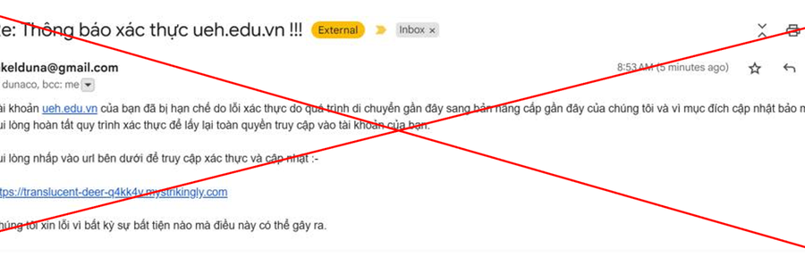 Đại học Kinh tế TPHCM phát cảnh báo về email giả đánh cắp tài khoản