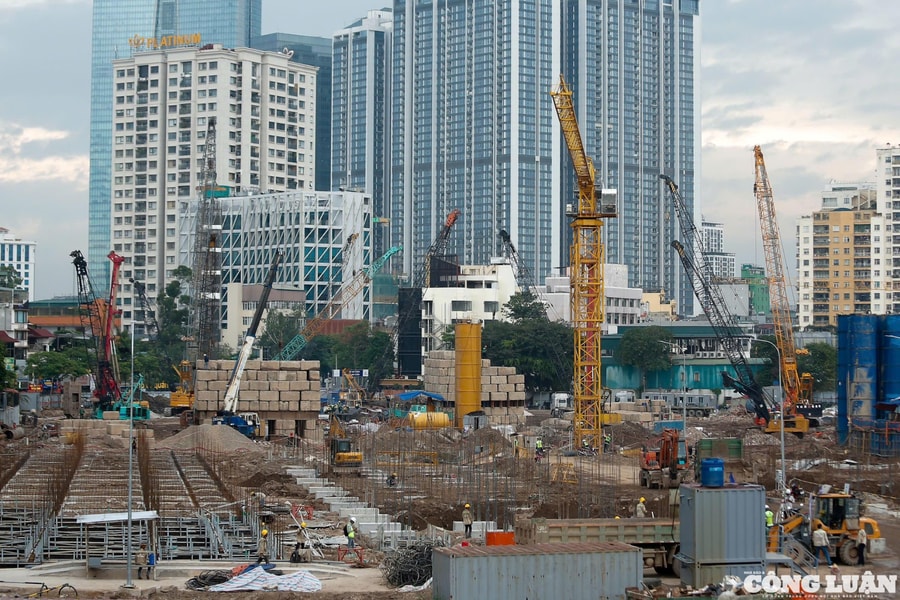 Không khí thi công nhộn nhịp trên công trường dự án số 148 Giảng Võ