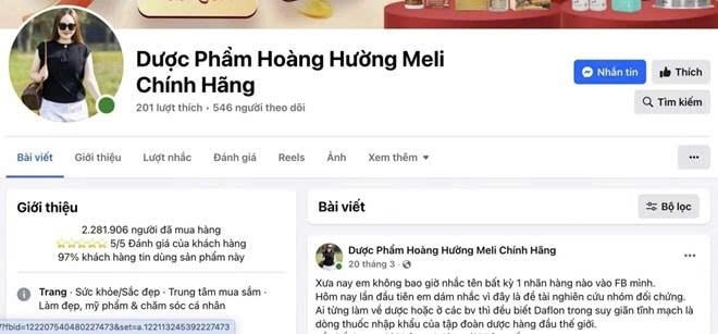 Fanpage “Dược phẩm Hoàng Hường Meli chính hãng” bị đề nghị xử lý vi phạm