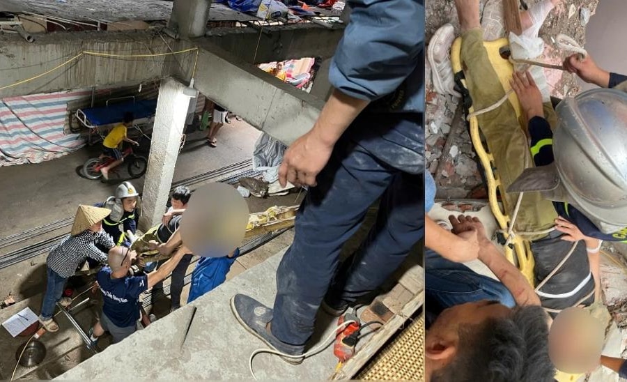 Kịp thời cứu nạn Công nhân bị sập bê tông tại Thuỵ Khuê, Tây Hồ