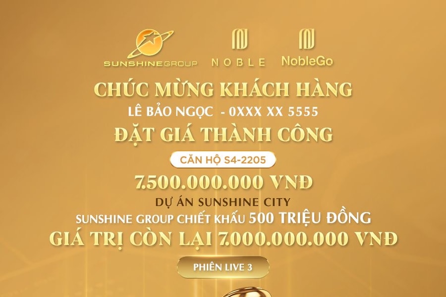 Phiên livestream đặt giá NobleGo tối 8/7: Khách sở hữu căn hộ cao cấp Sunshine City rẻ hơn 2 tỷ đồng