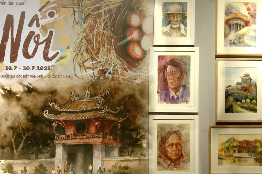 Triển lãm 'Nối': Rung cảm mộc mạc từ đời sống qua tranh màu nước