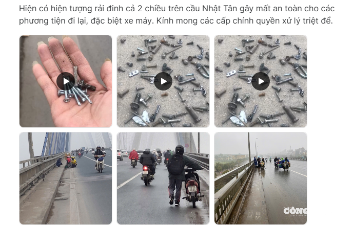 Hà Nội: Đơn vị quản lý khẳng định 'không có đinh tặc' trên cầu Nhật Tân
