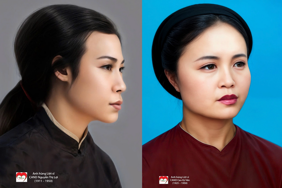 Trao tặng di ảnh phục dựng màu 4 nữ anh hùng, liệt sĩ Công an nhân dân