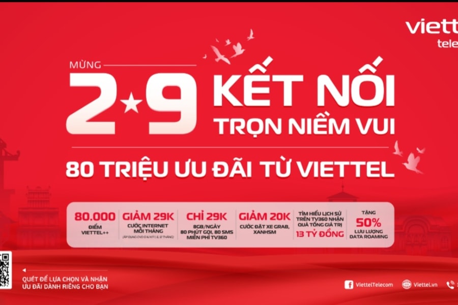 Viettel tung 80 triệu ưu đãi mừng đại lễ 2/9
