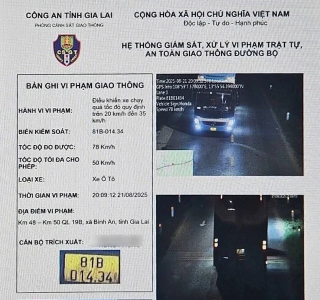 Gia Lai: Hai ô tô vi phạm tốc độ đến 28 lần chỉ trong vài tháng