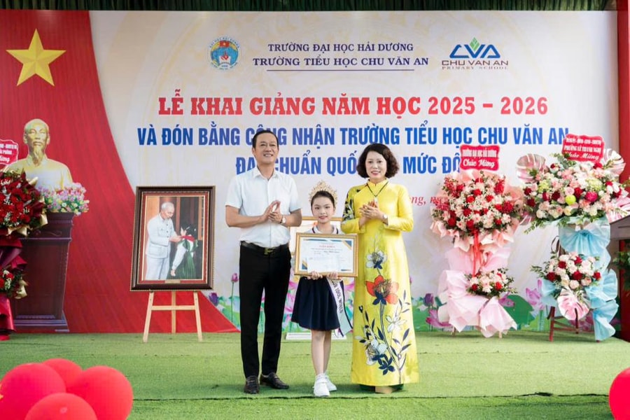 Đón Bằng chuẩn Quốc gia mức độ I, Tiểu học Chu Văn An (Hải Phòng) vinh danh “bông hoa nhỏ” Ngọc Minh Giang