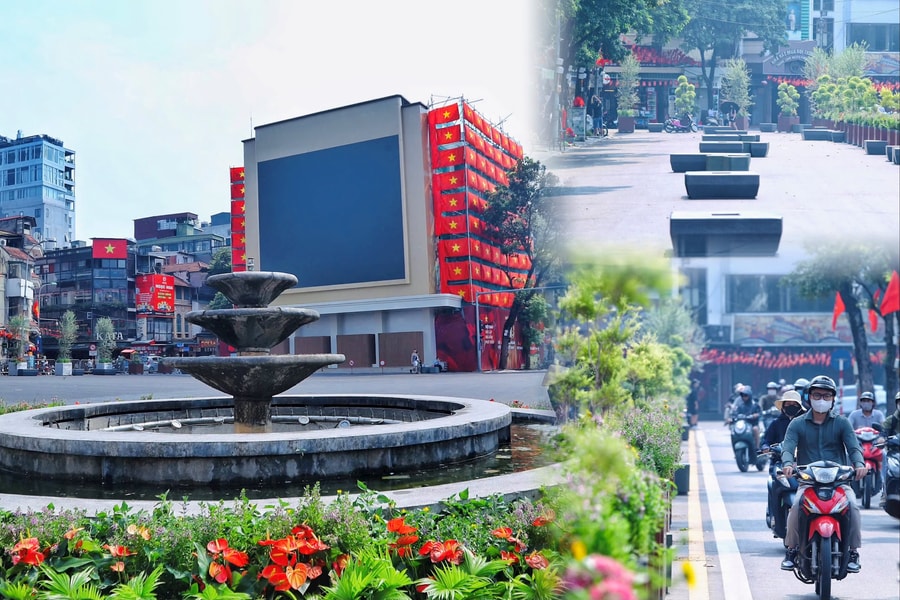 Ngỡ ngàng trước diện mạo mới của Quảng trường Đông Kinh Nghĩa Thục sau khi được chỉnh trang mở rộng
