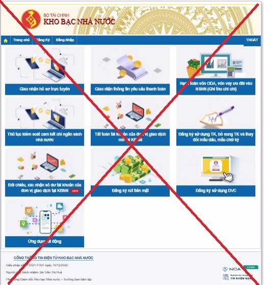 Cảnh báo trang web giả mạo cổng thông tin điện tử của Kho bạc Nhà nước