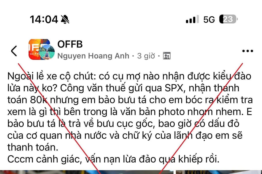 Cục Thuế khẳng định chiêu gửi công văn qua chuyển phát nhanh, nhận thanh toán 80.000 đồng là lừa đảo