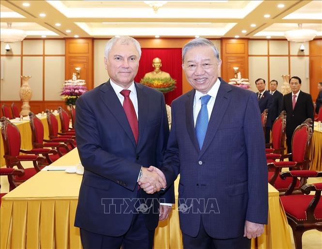 Tổng Bí thư Tô Lâm tiếp Chủ tịch Duma Quốc gia Nga