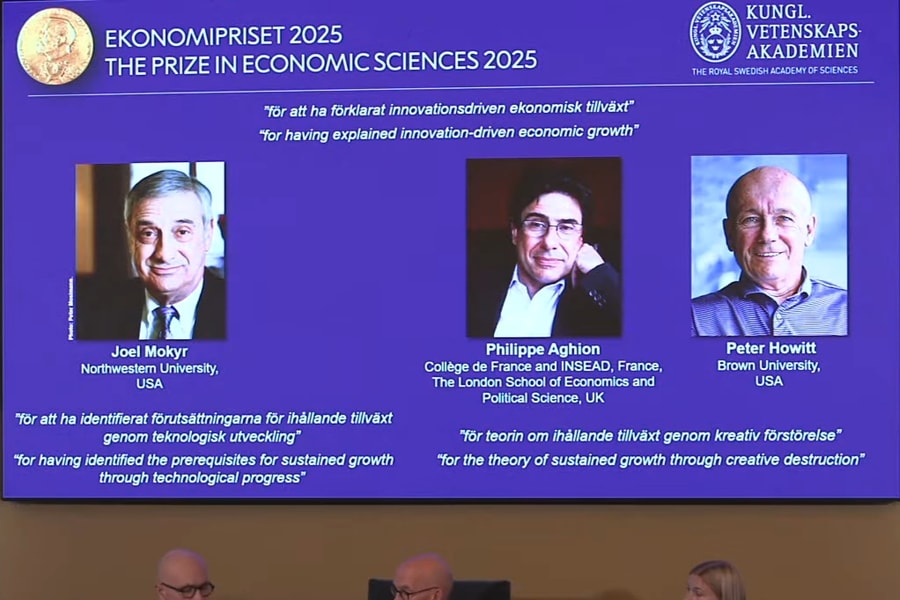 Ba nhà kinh tế giành giải Nobel 2025 nhờ lý giải tăng trưởng từ đổi mới sáng tạo